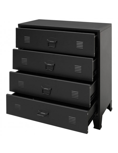 Cassettiera in Metallo in Stile Industriale 78x40x93 cm Nera