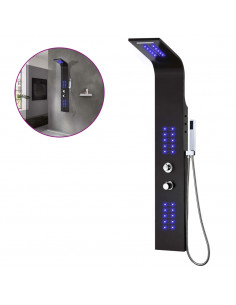 Pannello Doccia in Alluminio 20x44x130 cm Nero 2