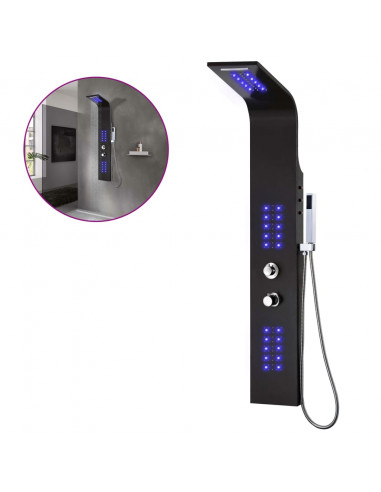 Pannello Doccia in Alluminio 20x44x130 cm Nero