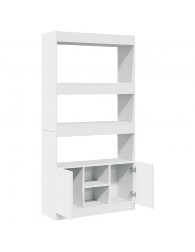 Credenza Bianca 92x33x180 cm in Legno Multistrato