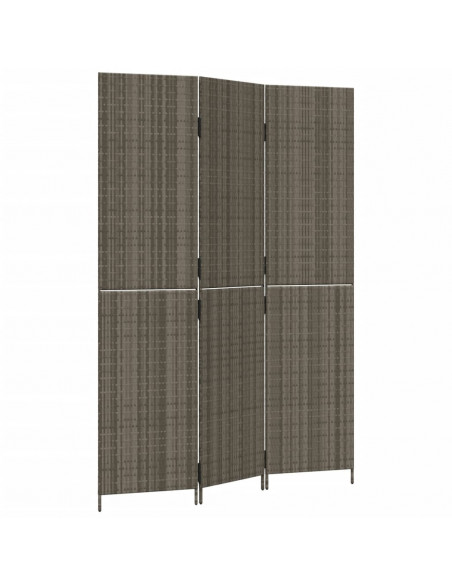 Divisorio per Ambienti a 3 Pannelli Grigio in Polyrattan