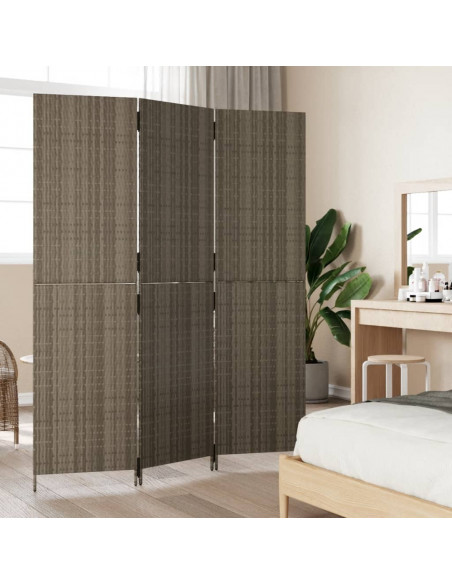 Divisorio per Ambienti a 3 Pannelli Grigio in Polyrattan