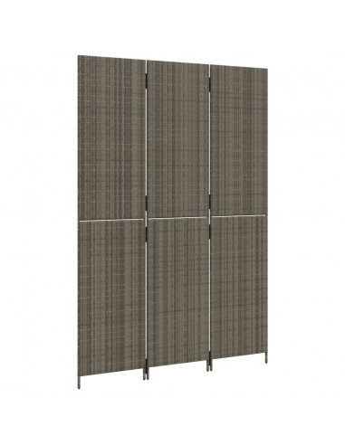 Divisorio per Ambienti a 3 Pannelli Grigio in Polyrattan