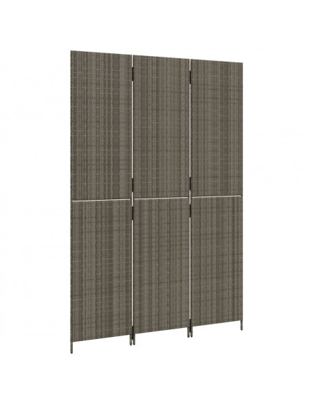 Divisorio per Ambienti a 3 Pannelli Grigio in Polyrattan