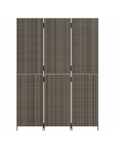 Divisorio per Ambienti a 3 Pannelli Grigio in Polyrattan