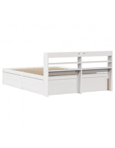 Giroletto con Testiera Bianco 160x200 cm Legno Massello di Pino