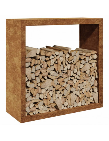 Rastrelliera per Legna 100x40x100 cm in Acciaio Corten