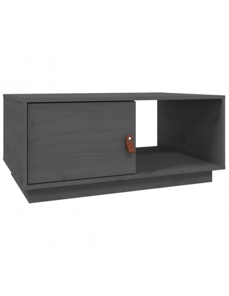 Tavolino da Salotto Grigio 80x50x35,5 cm Legno Massello di Pino