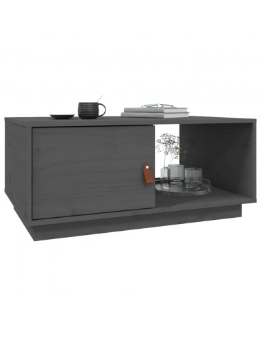 Tavolino da Salotto Grigio 80x50x35,5 cm Legno Massello di Pino