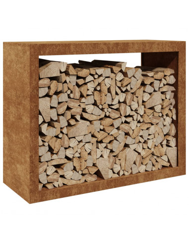 Rastrelliera per Legna 100x40x80 cm in Acciaio Corten