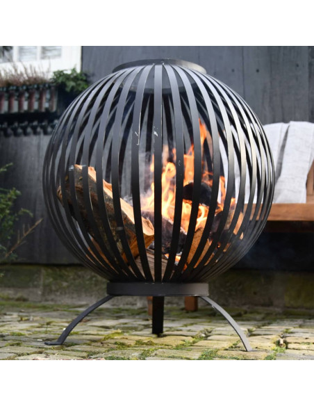Esschert Design Braciere a Sfera in Acciaio al Carbonio Nero FF400
