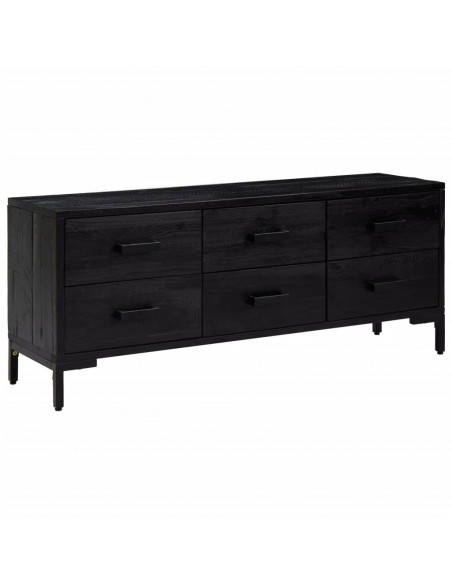 Armadietto Nero 110x30x45 cm in Legno Massello Pino