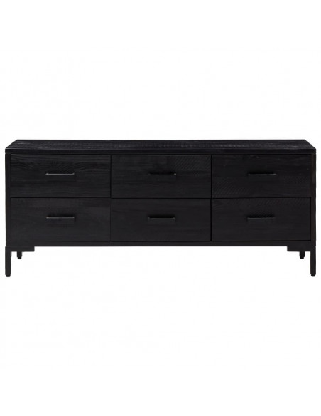 Armadietto Nero 110x30x45 cm in Legno Massello Pino