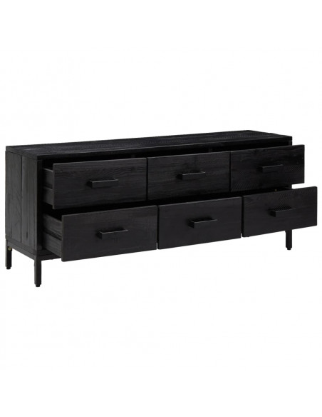 Armadietto Nero 110x30x45 cm in Legno Massello Pino
