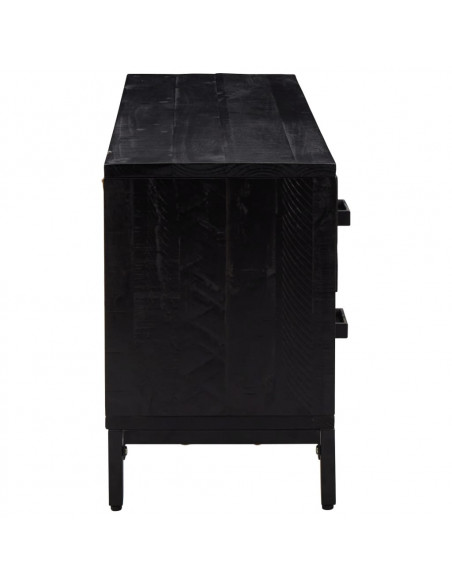 Armadietto Nero 110x30x45 cm in Legno Massello Pino