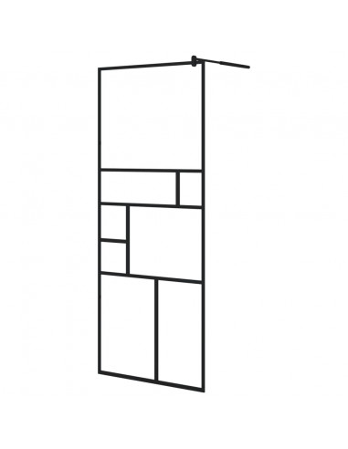Parete Doccia Walk-in in Vetro Trasparente ESG Nera 80x195 cm