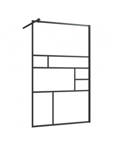 Parete Doccia Walk-in in Vetro Trasparente ESG Nera 100x195 cm