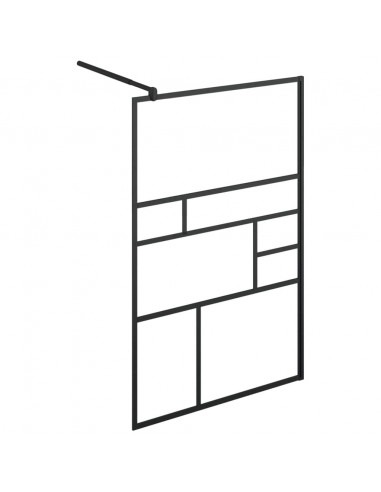 Parete Doccia Walk-in in Vetro Trasparente ESG Nera 100x195 cm