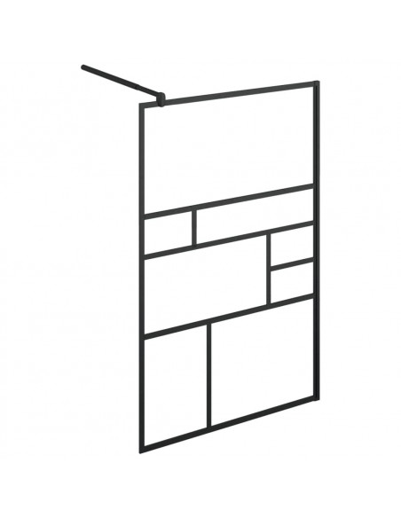 Parete Doccia Walk-in in Vetro Trasparente ESG Nera 100x195 cm