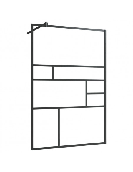 Parete Doccia Walk-in in Vetro Trasparente ESG Nera 115x195 cm