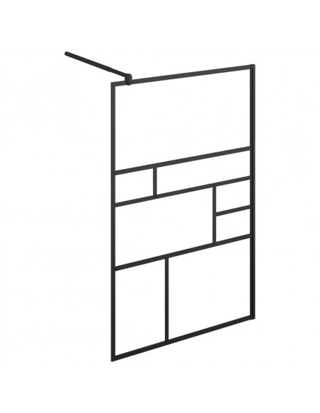 Parete Doccia Walk-in in Vetro Trasparente ESG Nera 115x195 cm