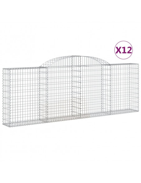 Cesti Gabbioni ad Arco 12 pz 300x30x100/120 cm Ferro Zincato