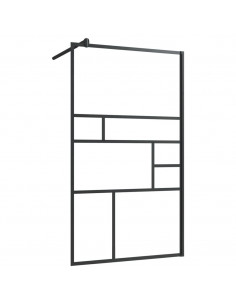 Parete per Doccia Walk-in Vetro Trasparente ESG 90x195 cm Nera 2