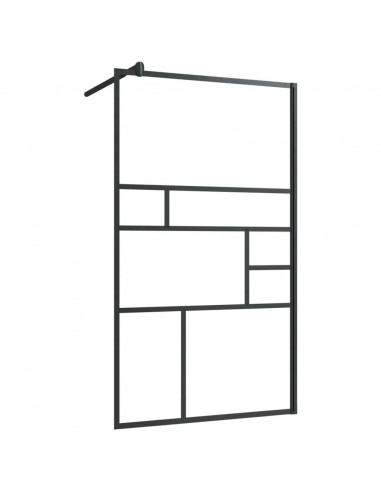 Parete per Doccia Walk-in Vetro Trasparente ESG 90x195 cm Nera