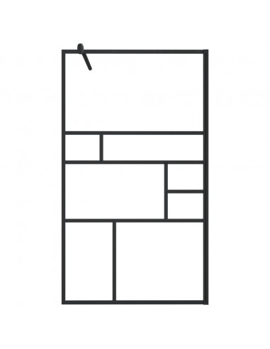 Parete per Doccia Walk-in Vetro Trasparente ESG 90x195 cm Nera