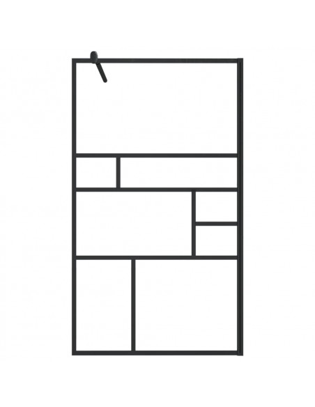Parete per Doccia Walk-in Vetro Trasparente ESG 90x195 cm Nera