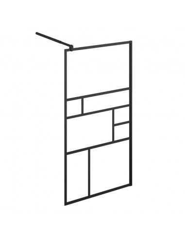 Parete per Doccia Walk-in Vetro Trasparente ESG 90x195 cm Nera