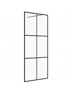 Parete Doccia Walk-in in Vetro Trasparente ESG Nera 80x195 cm 2