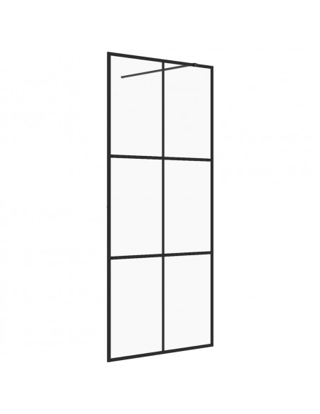 Parete Doccia Walk-in in Vetro Trasparente ESG Nera 80x195 cm