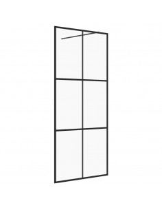 Parete per Doccia Walk-in Vetro Trasparente ESG 90x195 cm Nera 2