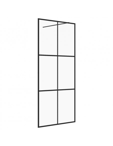 Parete per Doccia Walk-in Vetro Trasparente ESG 90x195 cm Nera