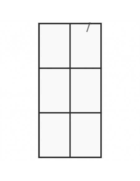 Parete per Doccia Walk-in Vetro Trasparente ESG 90x195 cm Nera