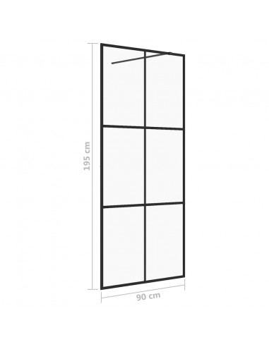 Parete per Doccia Walk-in Vetro Trasparente ESG 90x195 cm Nera