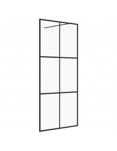 Parete per Doccia Walk-in Vetro Trasparente ESG Nera 100x195 cm 2