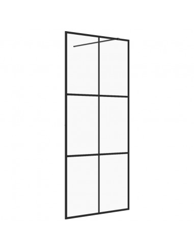 Parete per Doccia Walk-in Vetro Trasparente ESG 115x195cm Nera