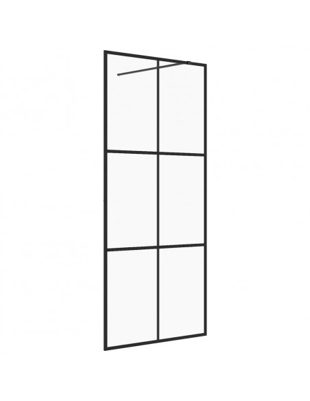 Parete per Doccia Walk-in Vetro Trasparente ESG 115x195cm Nera