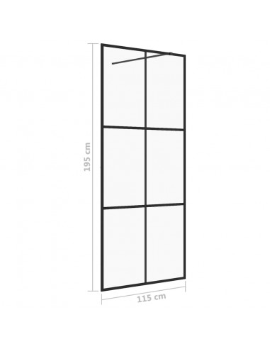 Parete per Doccia Walk-in Vetro Trasparente ESG 115x195cm Nera
