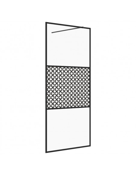 Parete per Doccia Walk-in Vetro Trasparente ESG 80x195 cm Nera