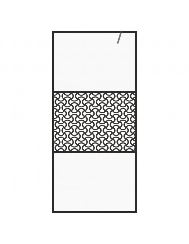 Parete per Doccia Walk-in Vetro Trasparente ESG 80x195 cm Nera