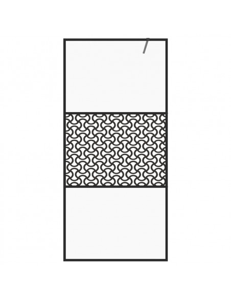 Parete per Doccia Walk-in Vetro Trasparente ESG 80x195 cm Nera