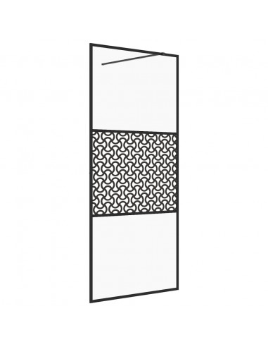 Parete per Doccia Walk-in Vetro Trasparente ESG 100x195cm Nera