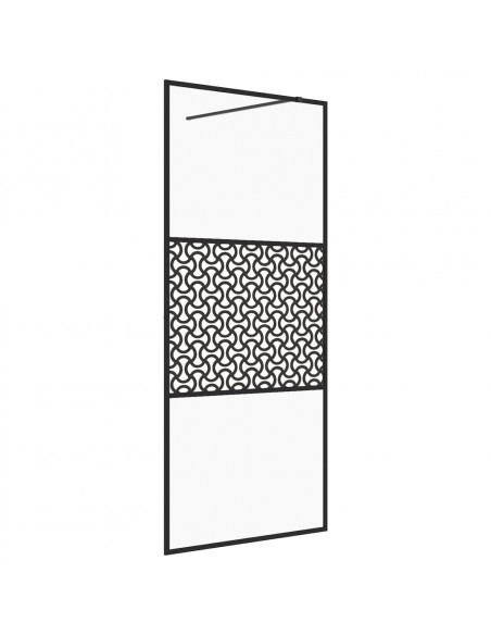 Parete per Doccia Walk-in Vetro Trasparente ESG 100x195cm Nera