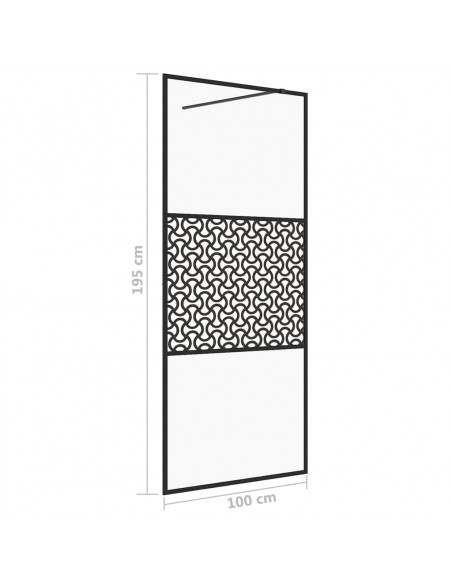 Parete per Doccia Walk-in Vetro Trasparente ESG 100x195cm Nera