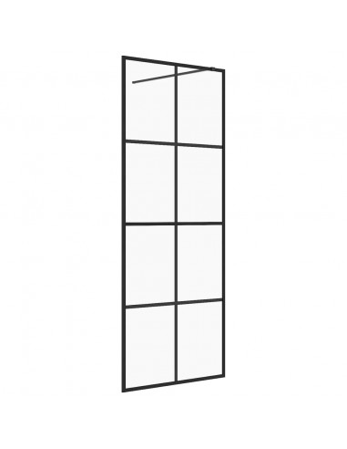 Parete per Doccia Walk-in Vetro Trasparente ESG 80x195 cm Nera