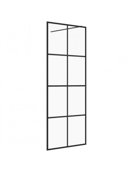 Parete per Doccia Walk-in Vetro Trasparente ESG 80x195 cm Nera