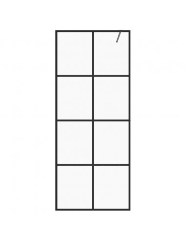 Parete per Doccia Walk-in Vetro Trasparente ESG 80x195 cm Nera